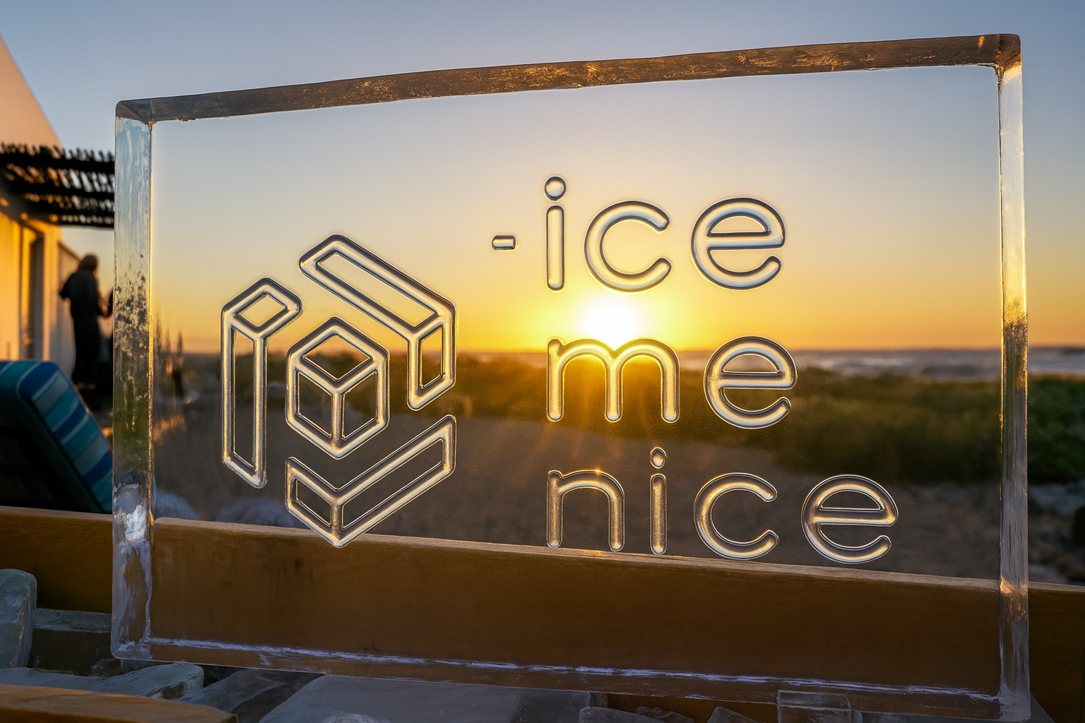 Crystal clear ice cubes and orbs